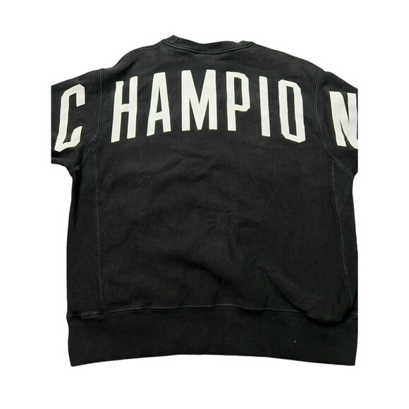 Champion Reverse Weave Sweatshirt Mens Large Black Spellout - Picture 2 of 9